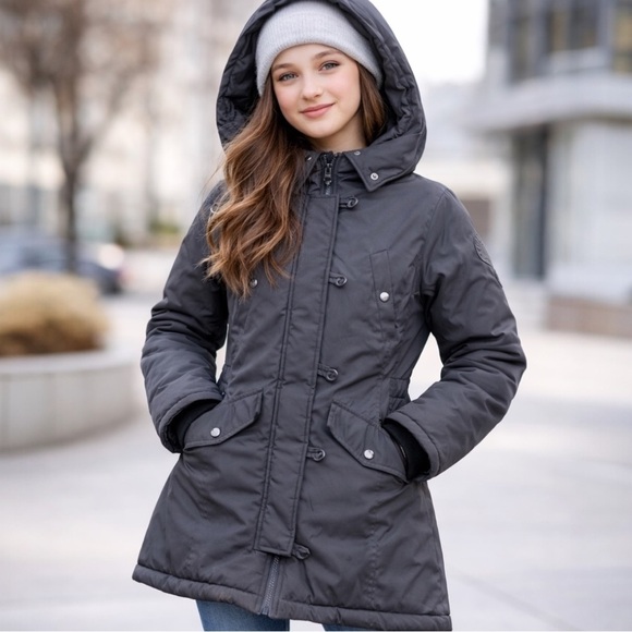 Madden Girl Jackets & Blazers - Madden Girl Black Hooded Winter Coat Jacket Faux Fur Trim Size S/P